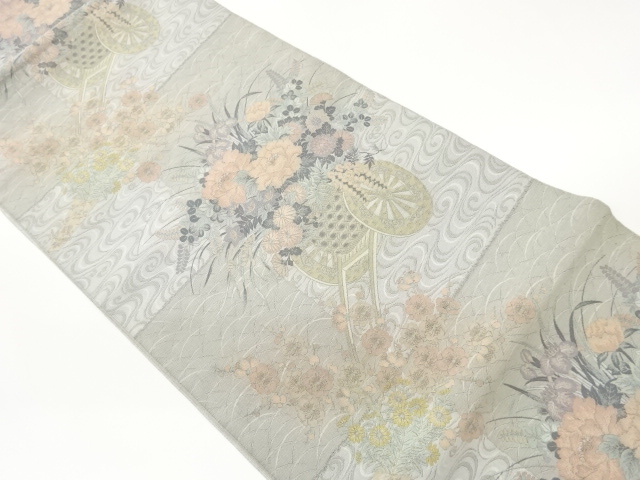 JAPANESE FUKURO OBI / WOVEN FLORAL CART / BY MANYO